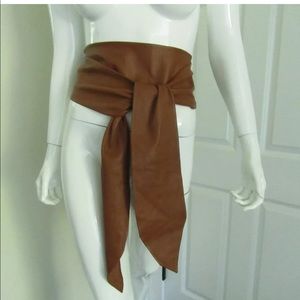 SUZI ROHER LEATHER COGNAC OBI BELT STUNNING! $415